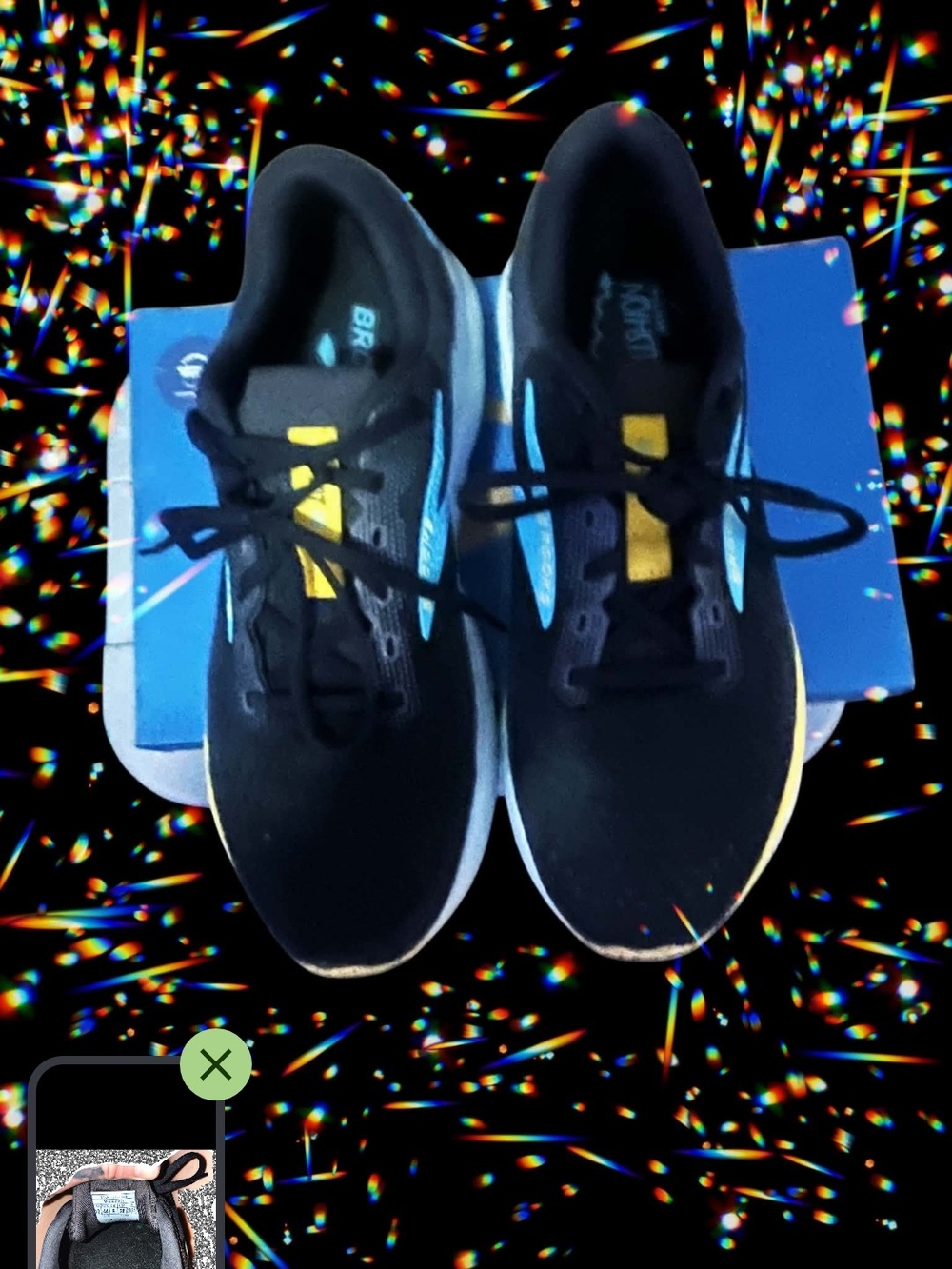 IBrooks Ghost 16 Men’s Running Shoes – Size 10D – Black/Blue/Yellow